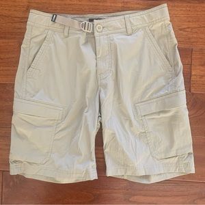 REI Tan Sahara Hiking Cargo Shorts Size 4 Pockets Belted Stretch Safari